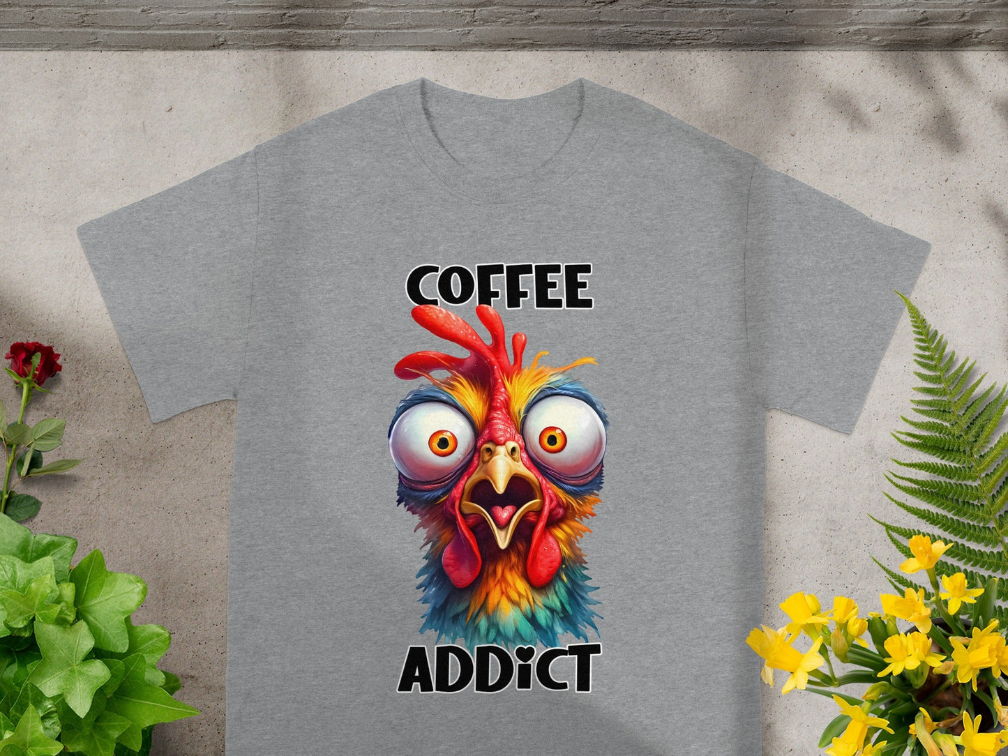 Funny Coffee Addict Chicken Graphic T-shirt