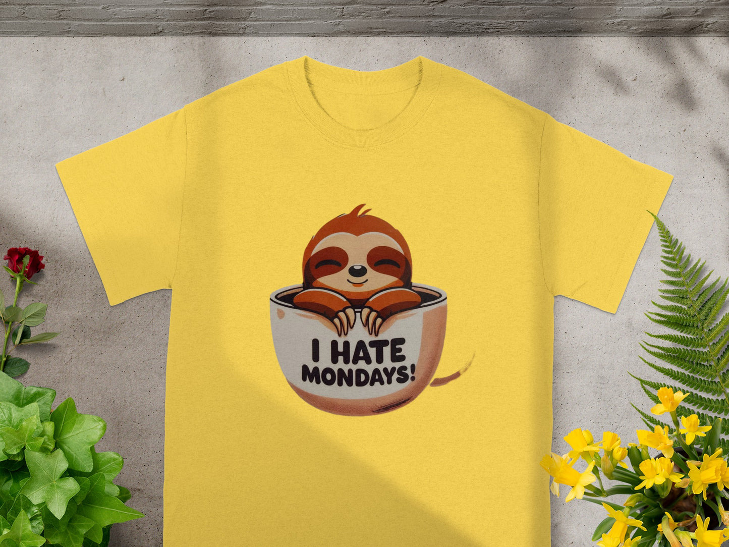 I Hate Mondays Funny Sloth in Coffee Cup Shirt Product