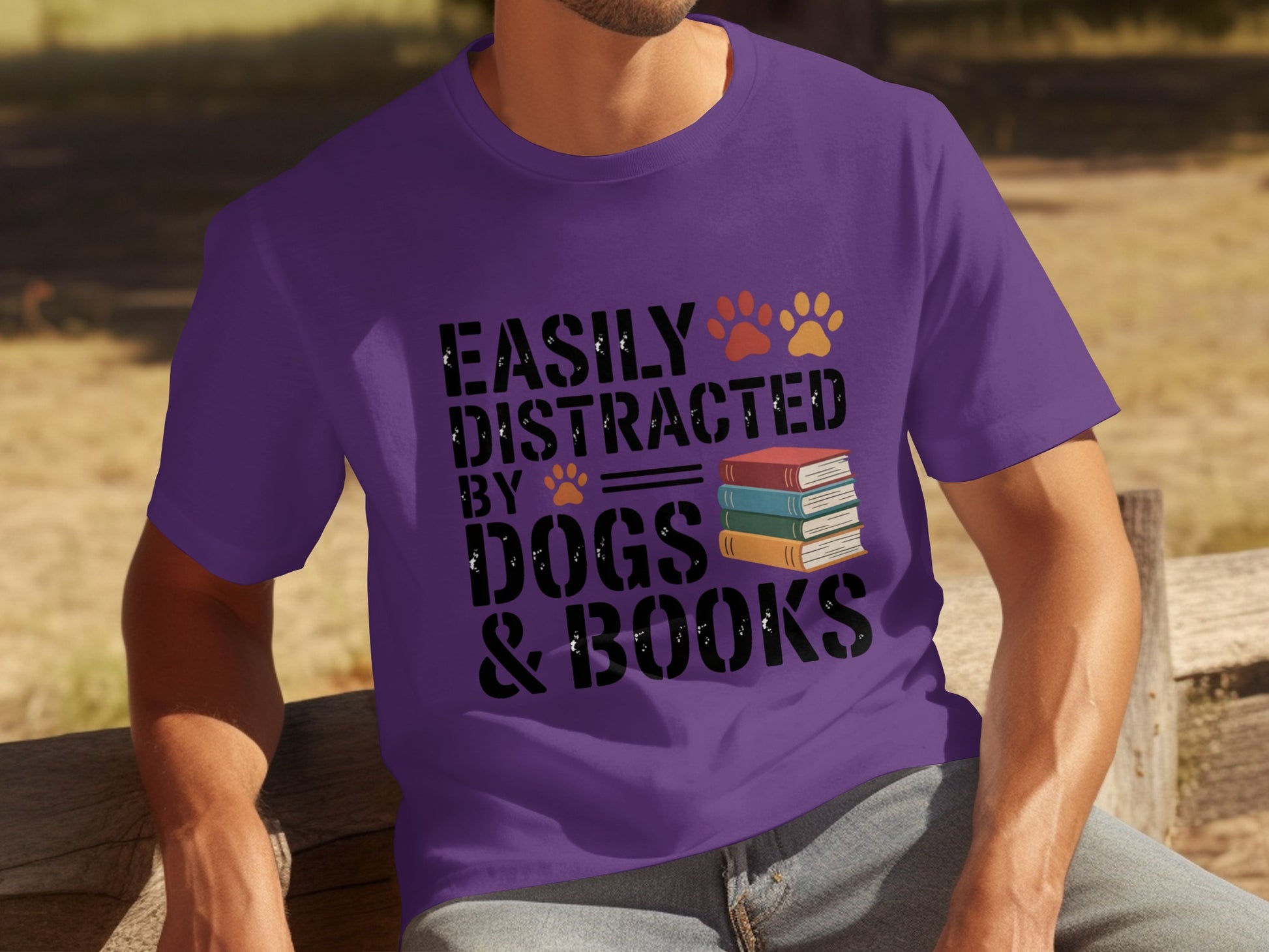 Easily Distracted By Dogs and Books T-shirt
