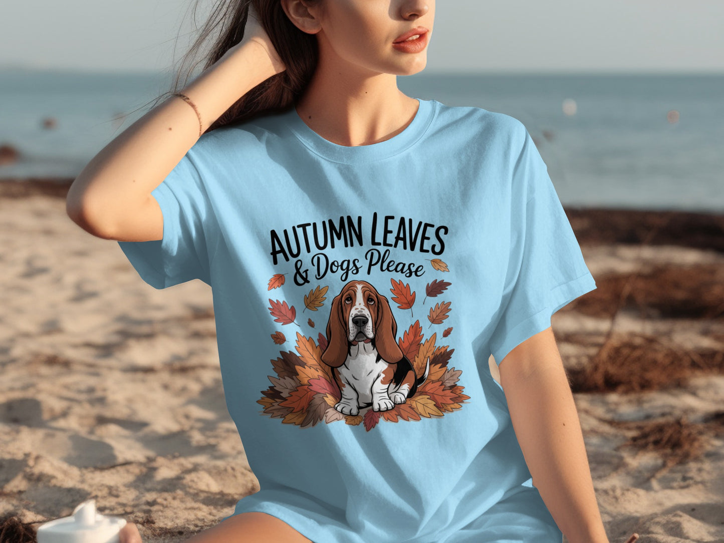 Autumn Leaves & Dogs Please Graphic Tee Shirt