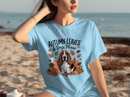 Autumn Leaves & Dogs Please Graphic Tee Shirt