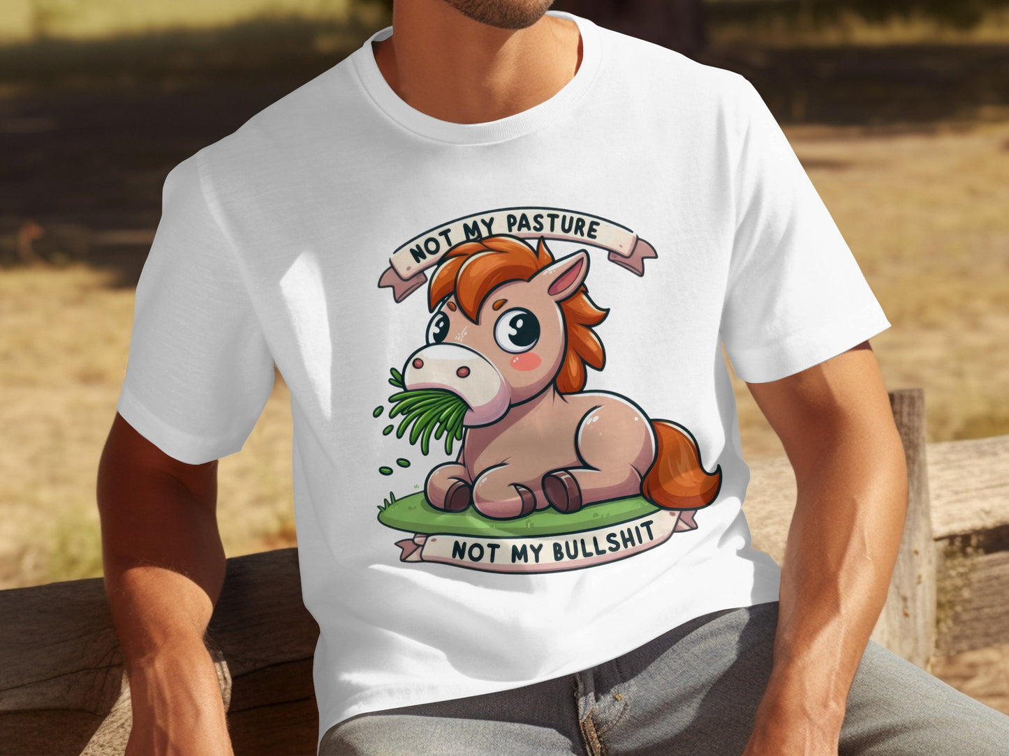 Not My Pasture Not My Bullshit Cartoon Horse Shirt