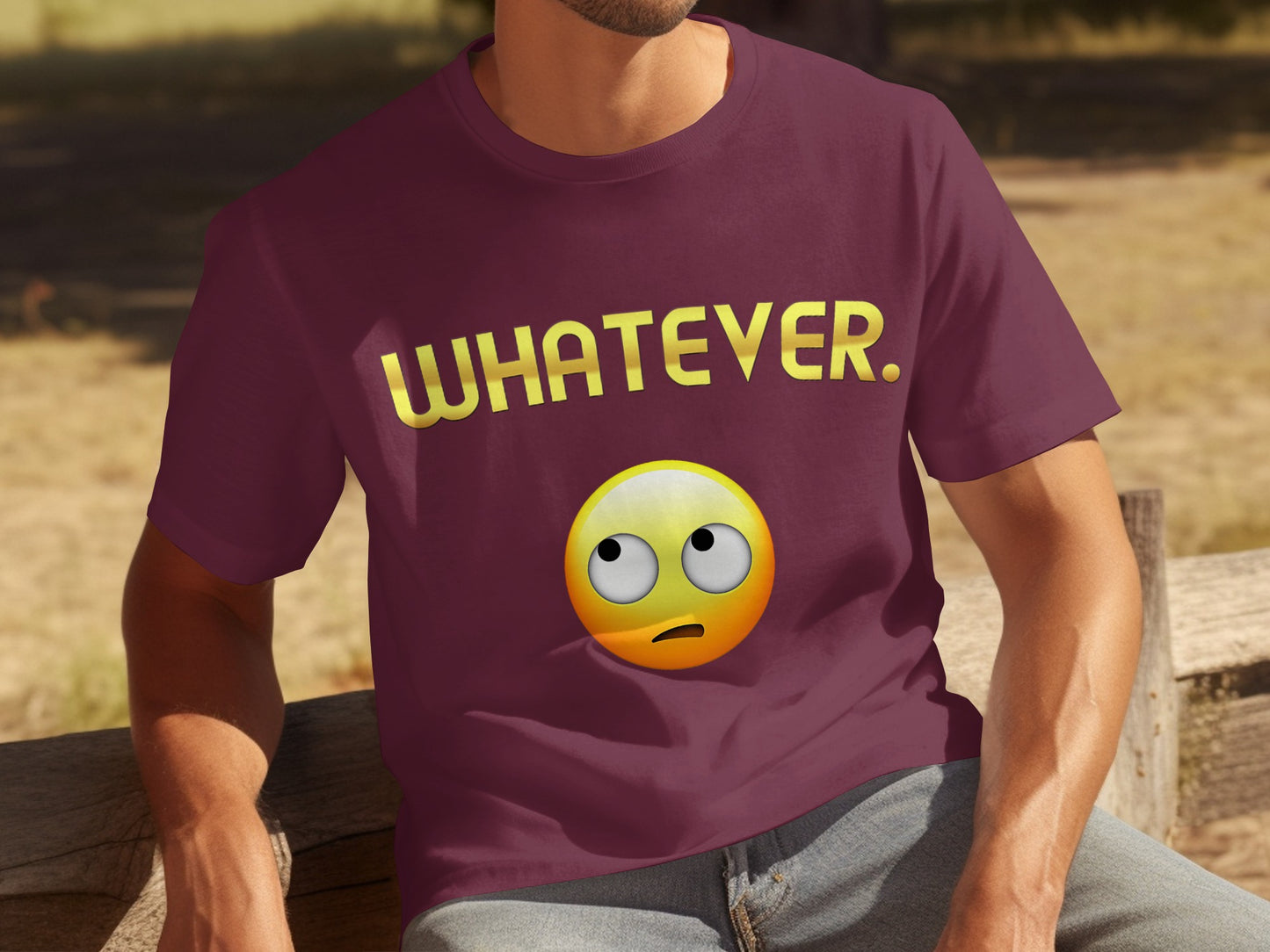 Whatever Rolling Eyes Emoji Graphic T-Shirt Product