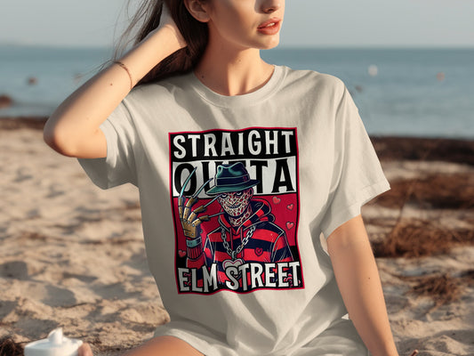 Straight Outta Elm Street Horror Graphic T-Shirt