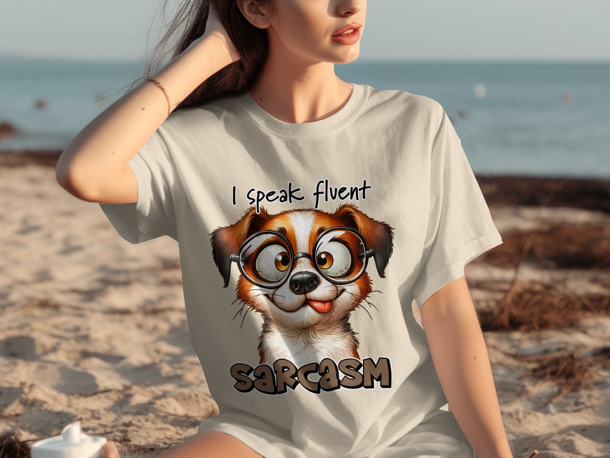 I Speak Fluent Sarcasm Dog With Glasses Graphic Shirt