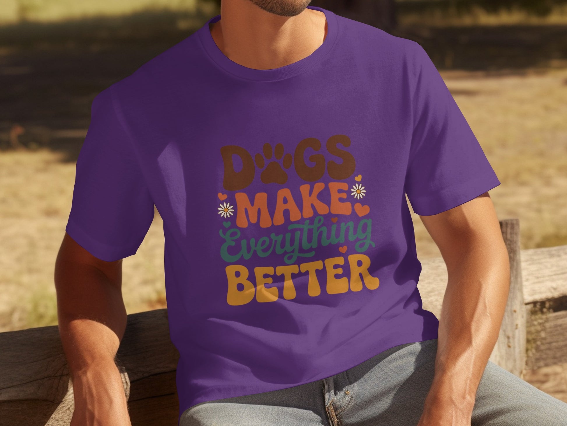 Dogs Make Everything Better Colorful Graphic Tee
