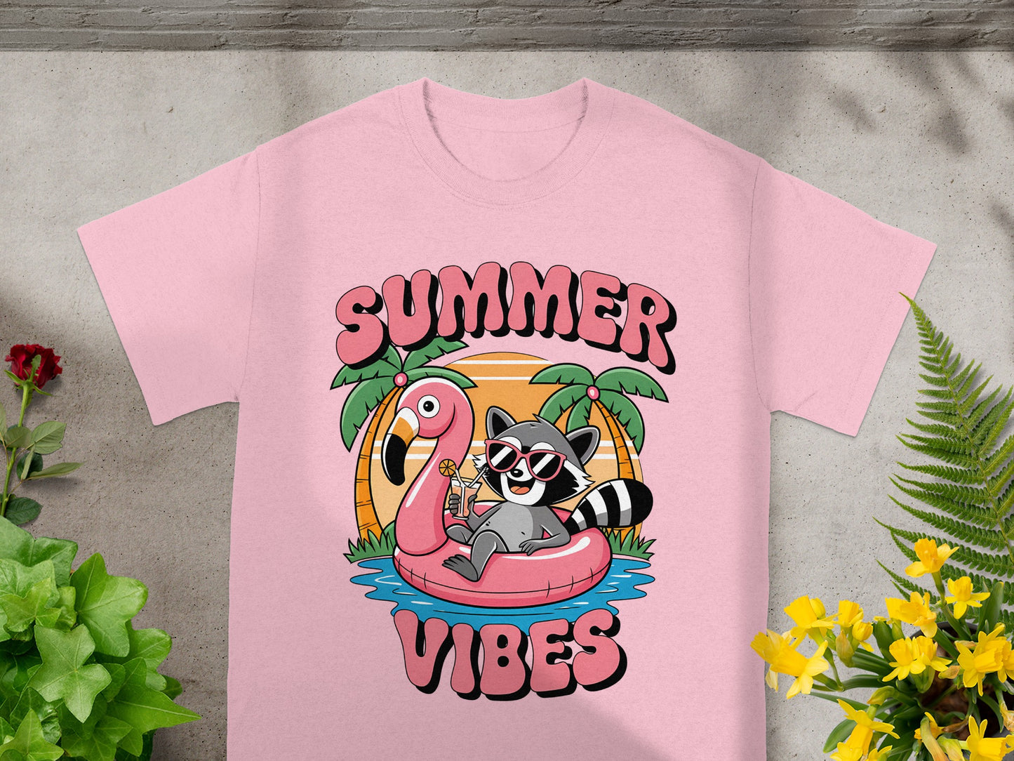 Tropical Raccoon Summer Vibes T-Shirt