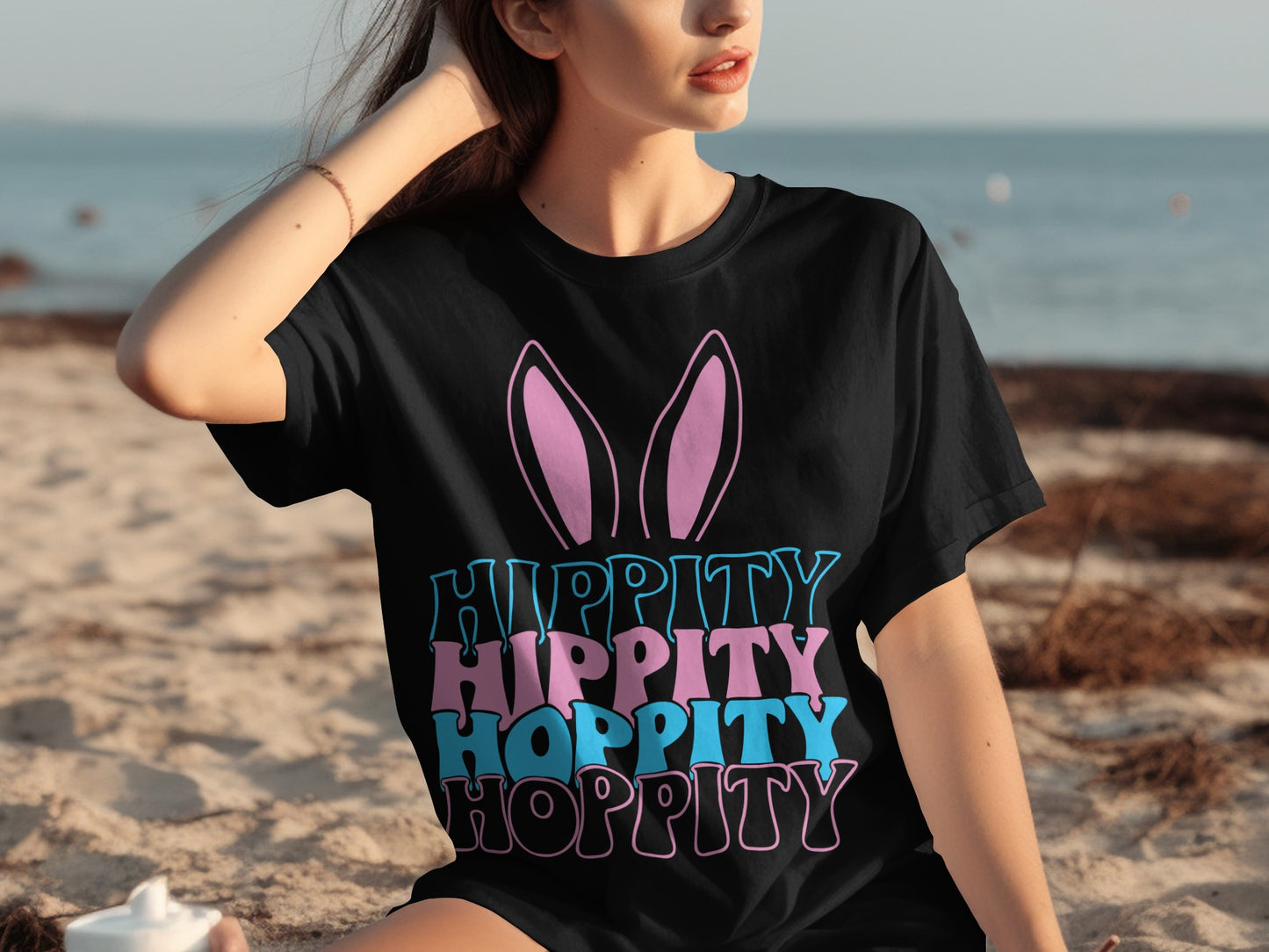 Hippity Hoppity Graphic Bunny Ears T-Shirt