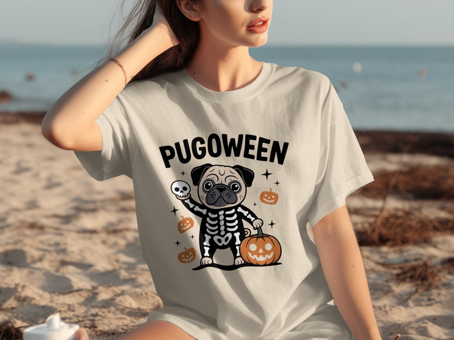 Fun Pugoween Halloween Dog Skeleton T-Shirt