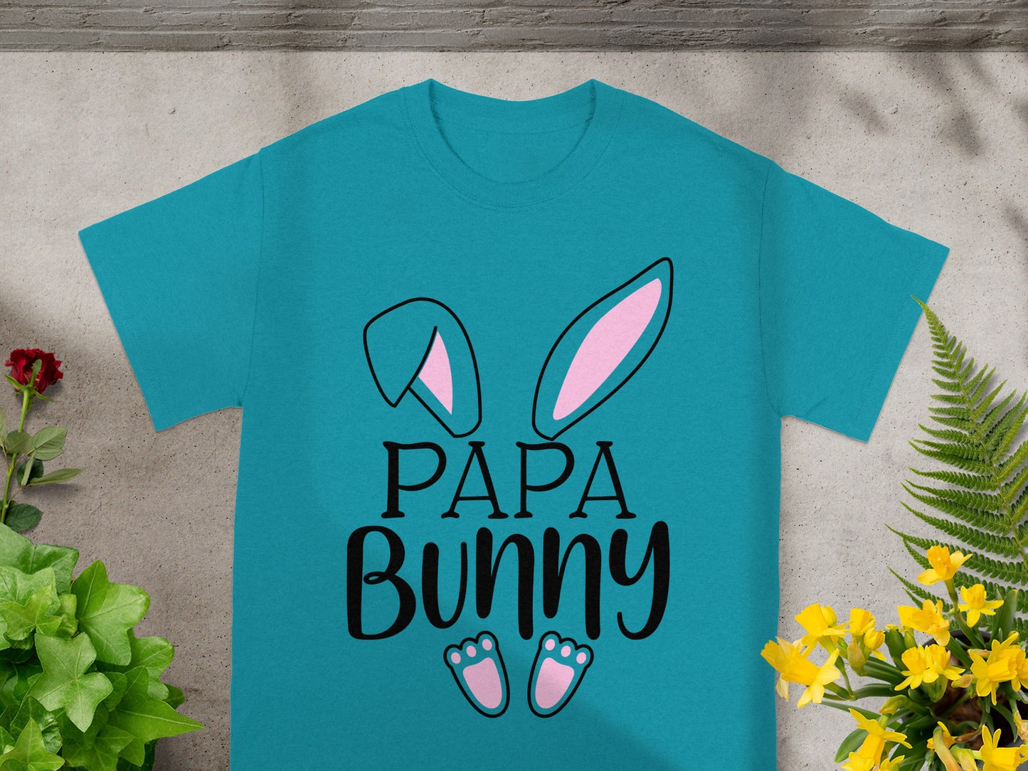 Papa Bunny Graphic Blue Father's Day T-Shirt