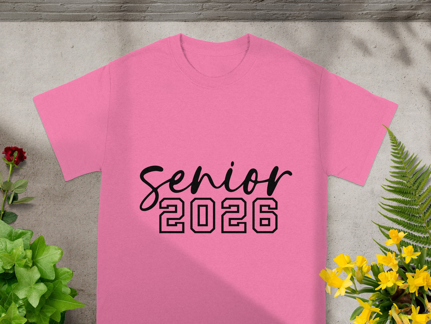 Senior 2026 Design Pink Shirt Graduation Apparel