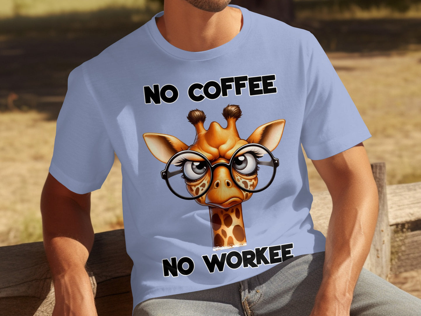 Giraffe With Glasses No Coffee No Workee T-shirt