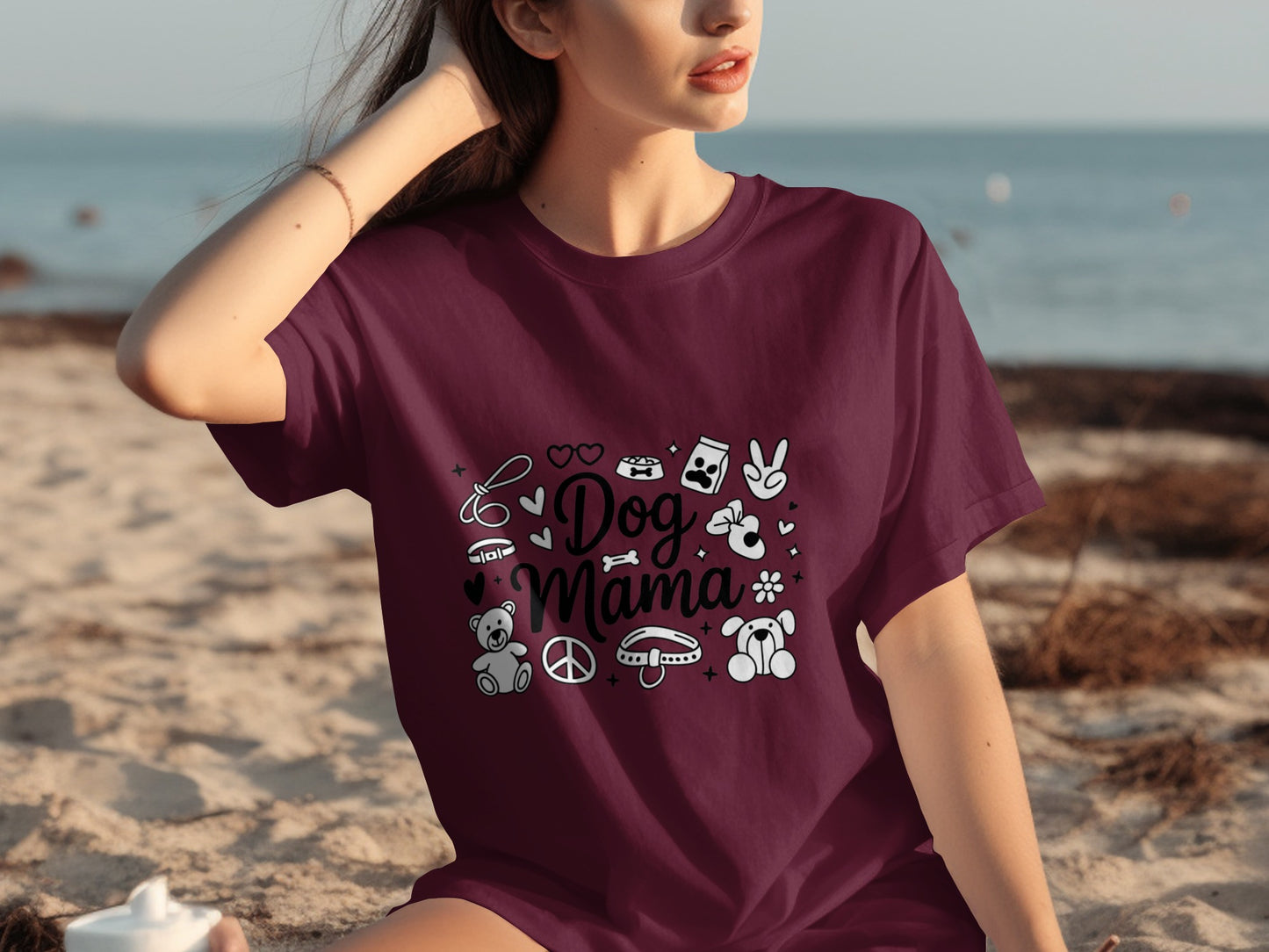 Casual Beach Vibes Dog Mama Graphic Tee Product