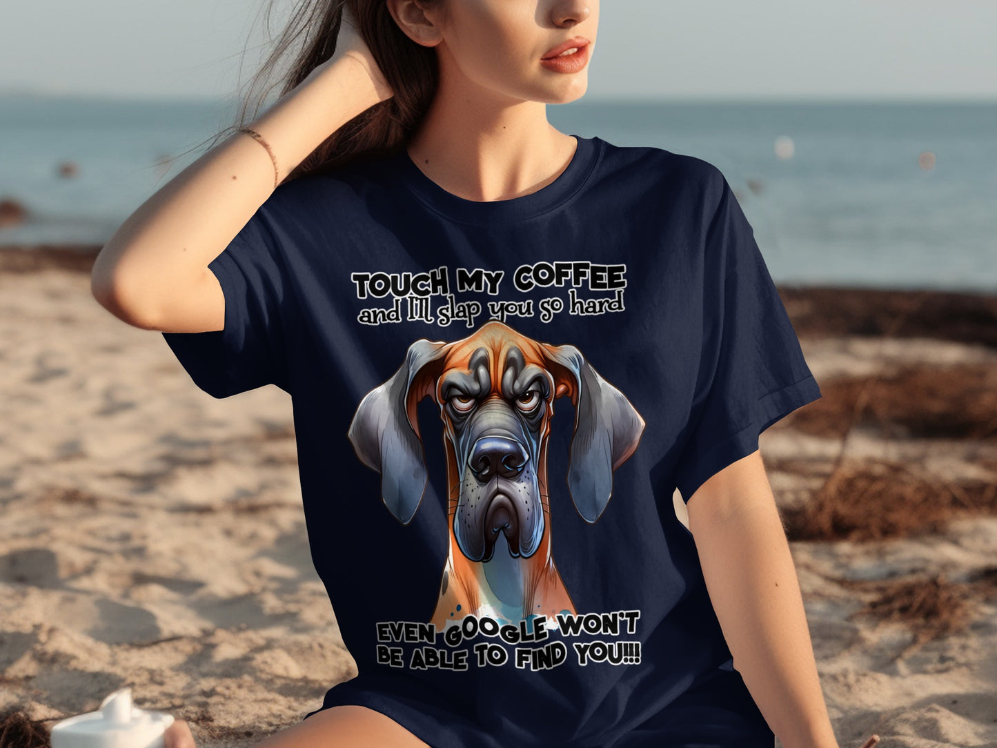 Touch My Coffee I'll Slap You Hard Funny Dog T-shirt
