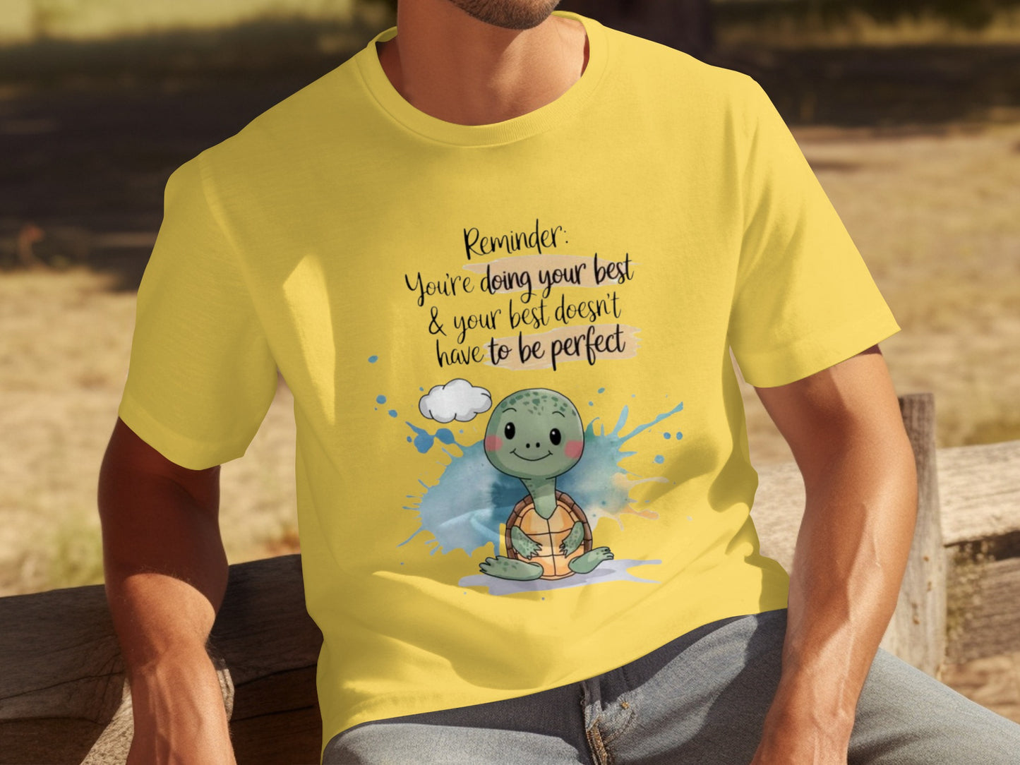 Reminder Turtle Motivational Yellow T-Shirt Product