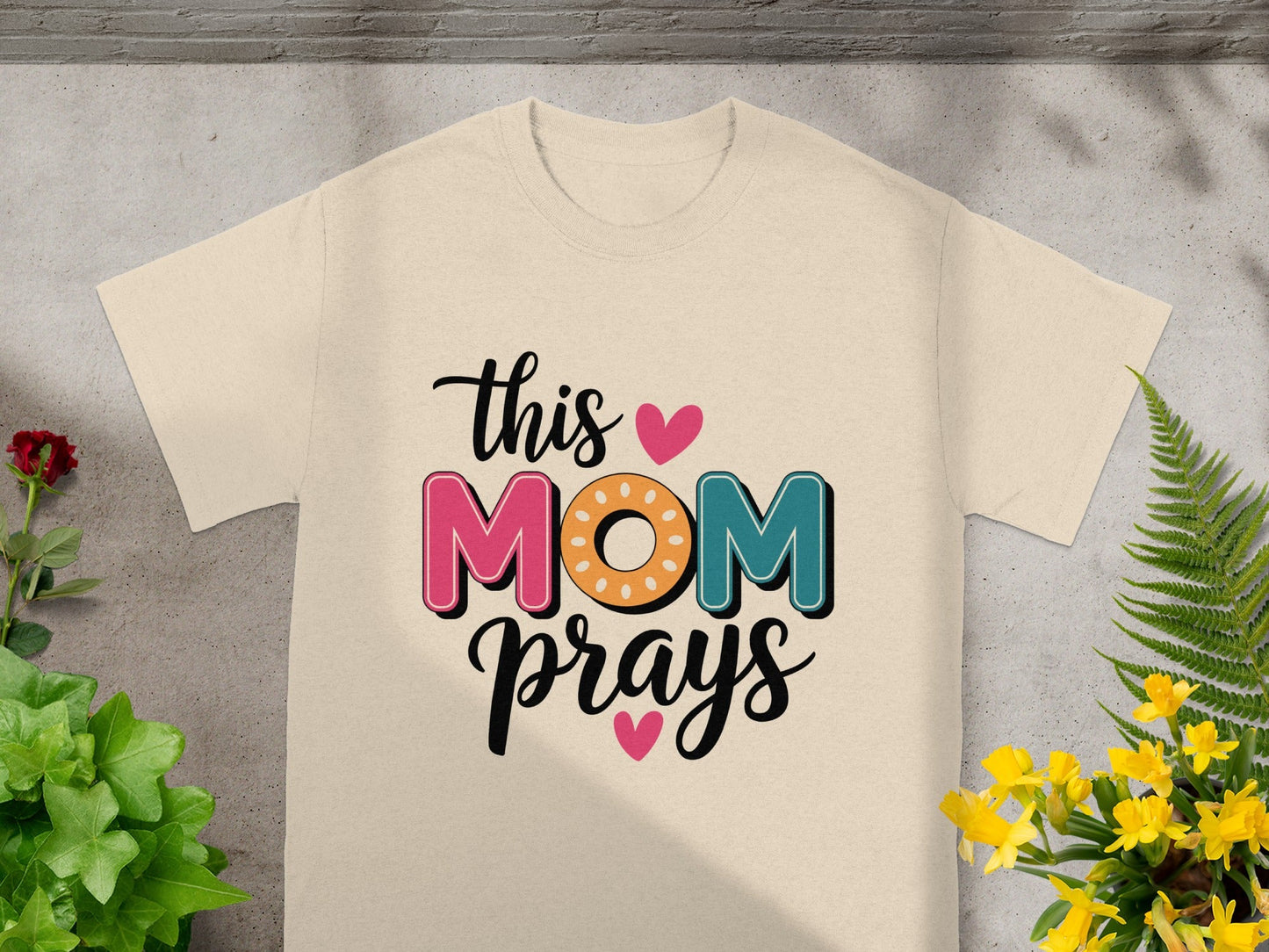 This Mom Prays Graphic T-Shirt for Faithful Mothers