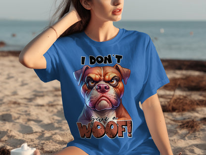 I Don't Give a Woof Grumpy Bulldog Graphic T-Shirt