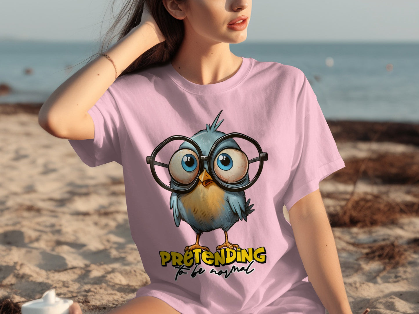 Pretending To Be Normal Funny Bird Glasses T-shirt