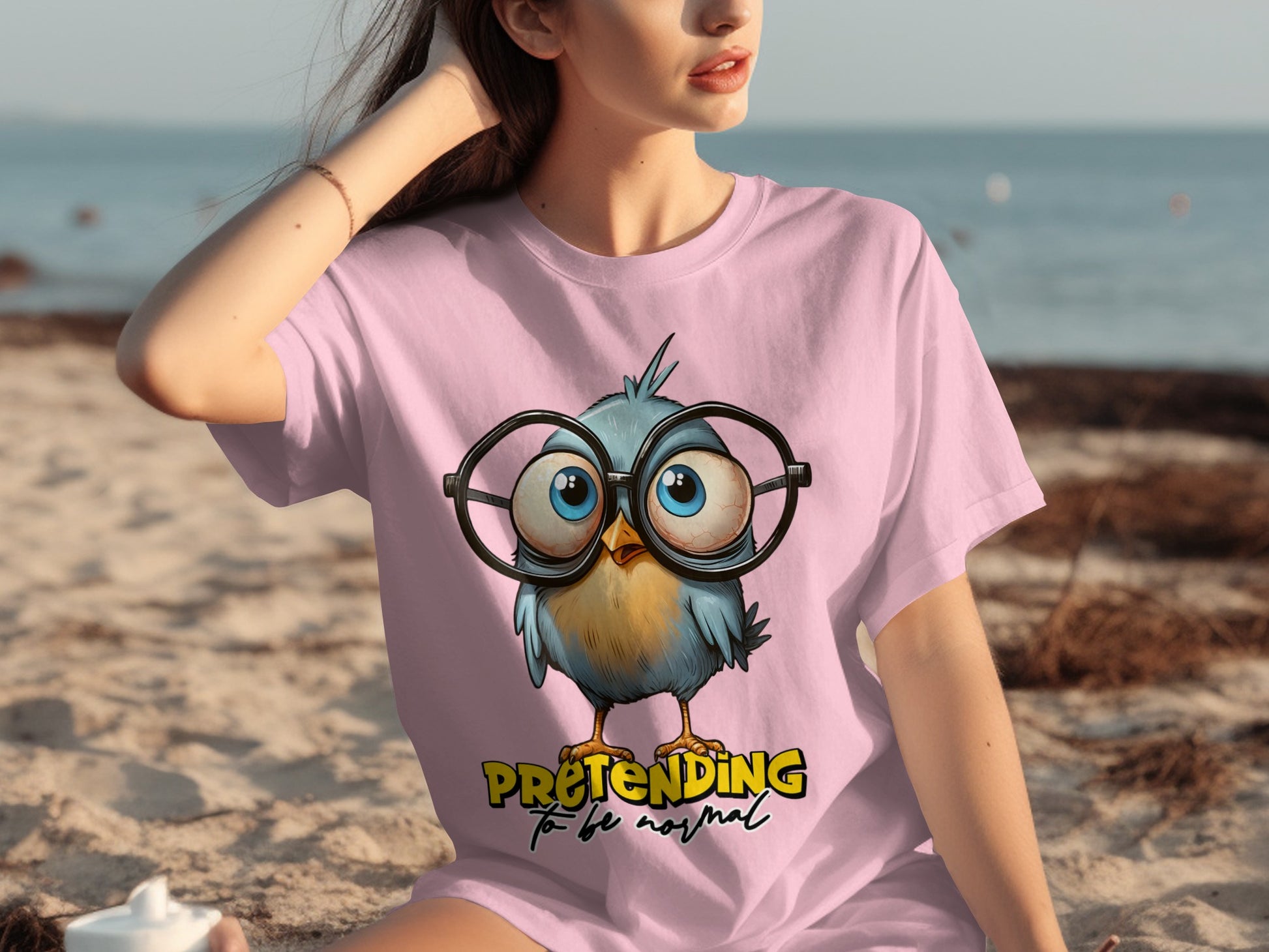 Pretending To Be Normal Funny Bird Glasses T-shirt