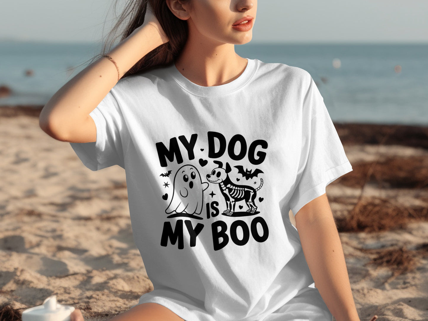 My Dog Is My Boo Ghost and Dog Skeleton T-Shirt