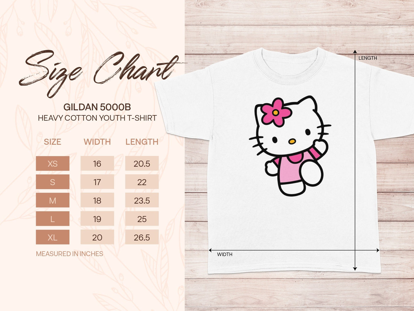 Gildan 5000B Hello Kitty Size Chart Inches product type