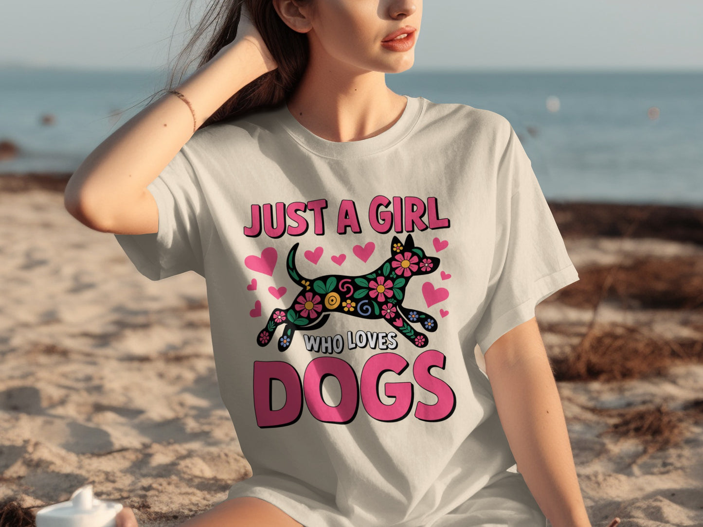 Just A Girl Who Loves Dogs Graphic Print T-shirt