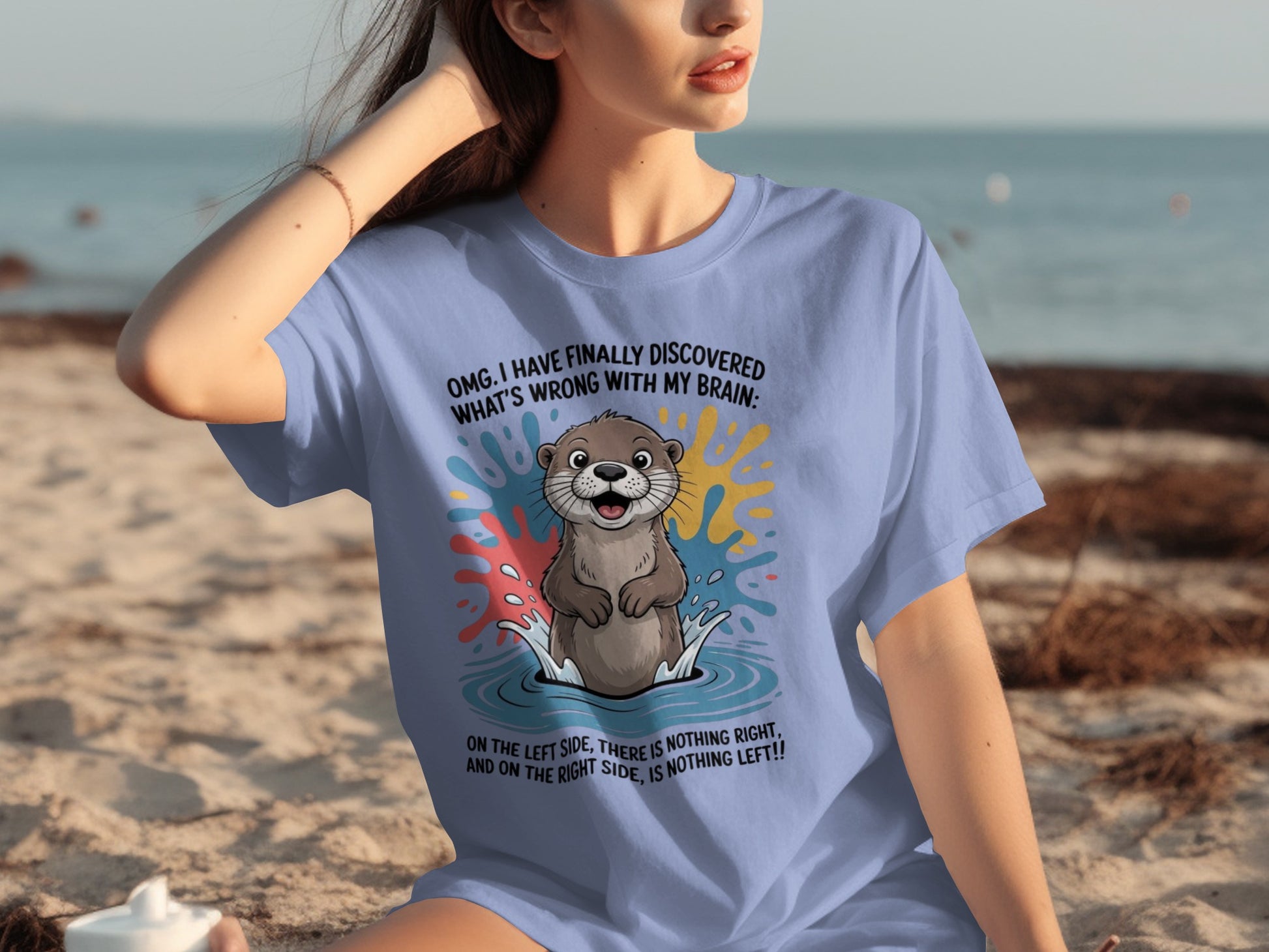 Funny Otter Brain Discovery Unisex Graphic T-shirt