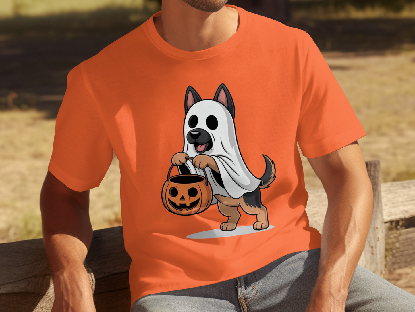 Cute Halloween Dog with Ghost Costume T-Shirt