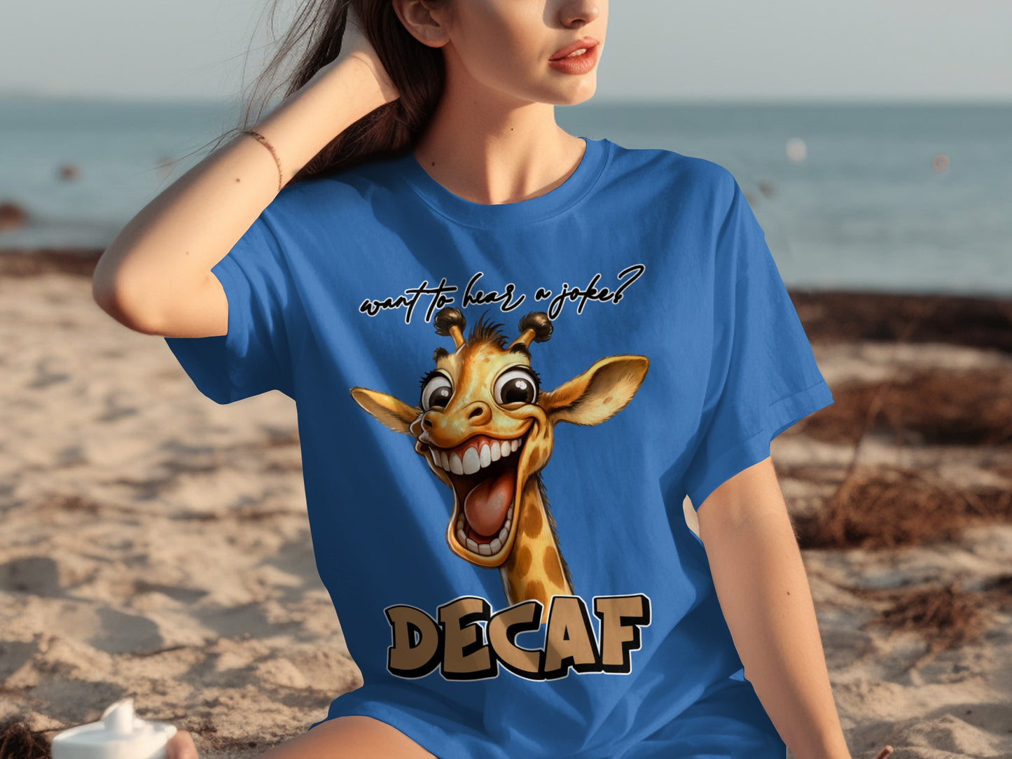 Funny Giraffe Decaf Beach Casual Tee For All Ages