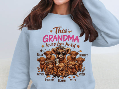 This Grandma loves her herd with Highland cows and their names.