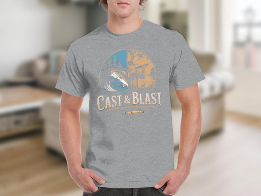 Cast & Blast Vintage Fishing and Hunting Tee Shirt