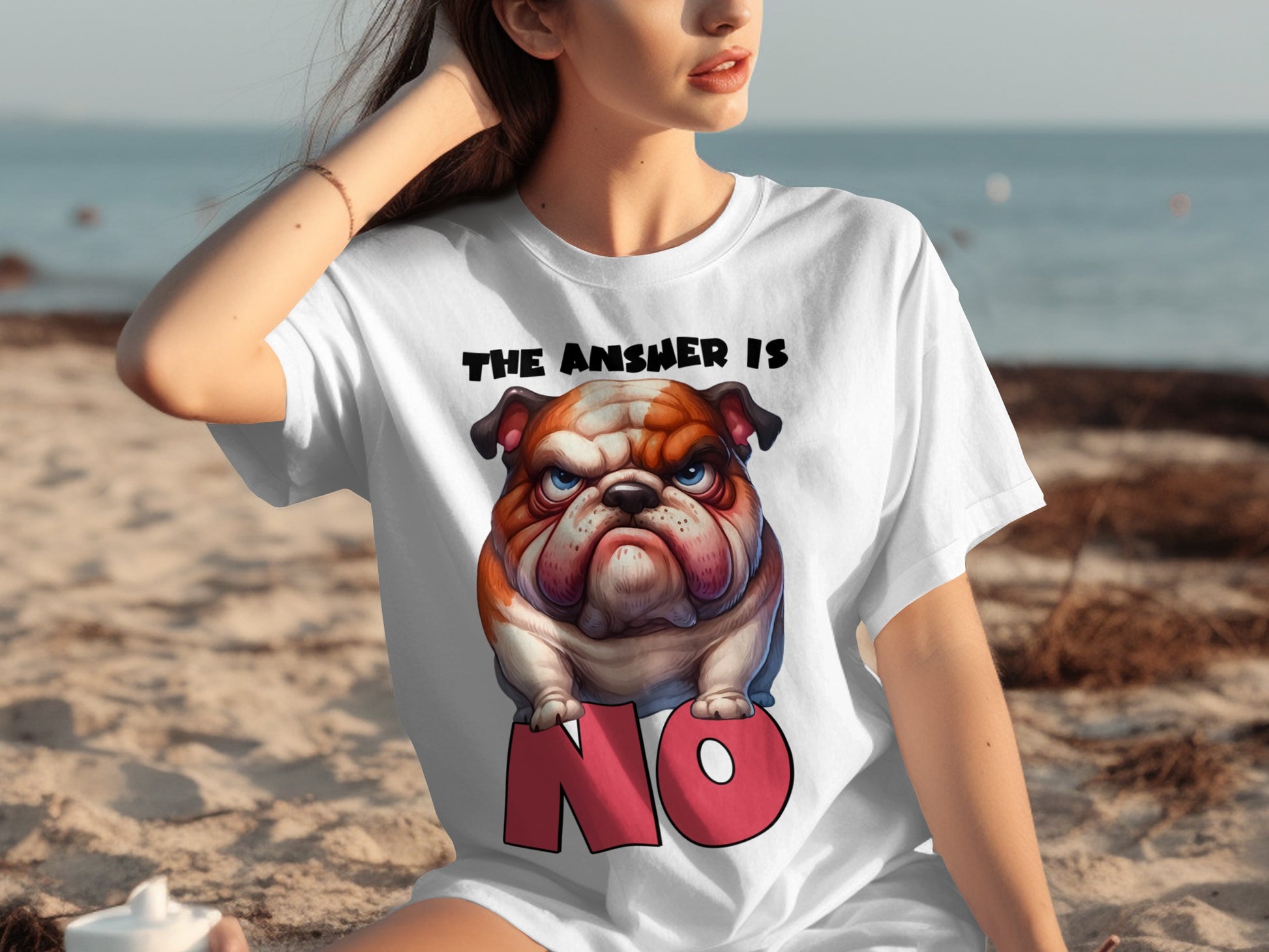 The Answer Is No Bulldog Graphic T-shirt
