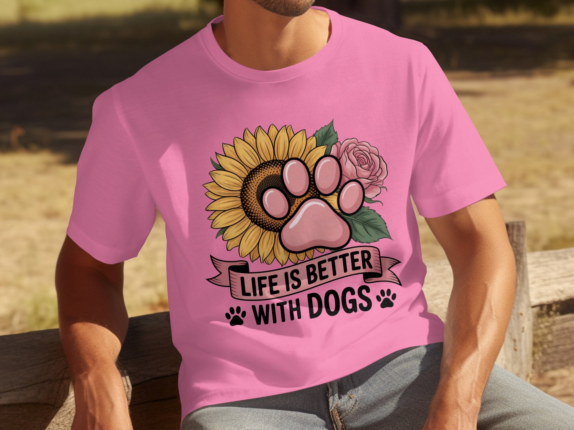 Life is Better with Dogs Pink T-shirt
