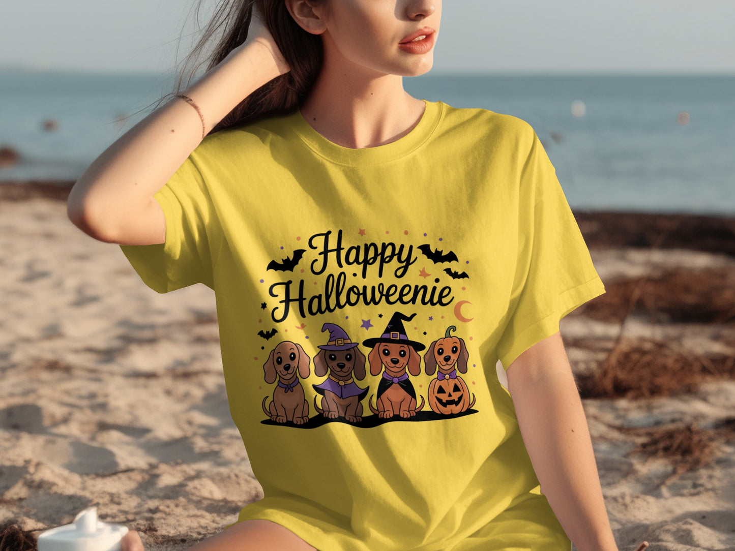 Happy Halloweenie Funny Halloween Dogs Themed T-Shirt