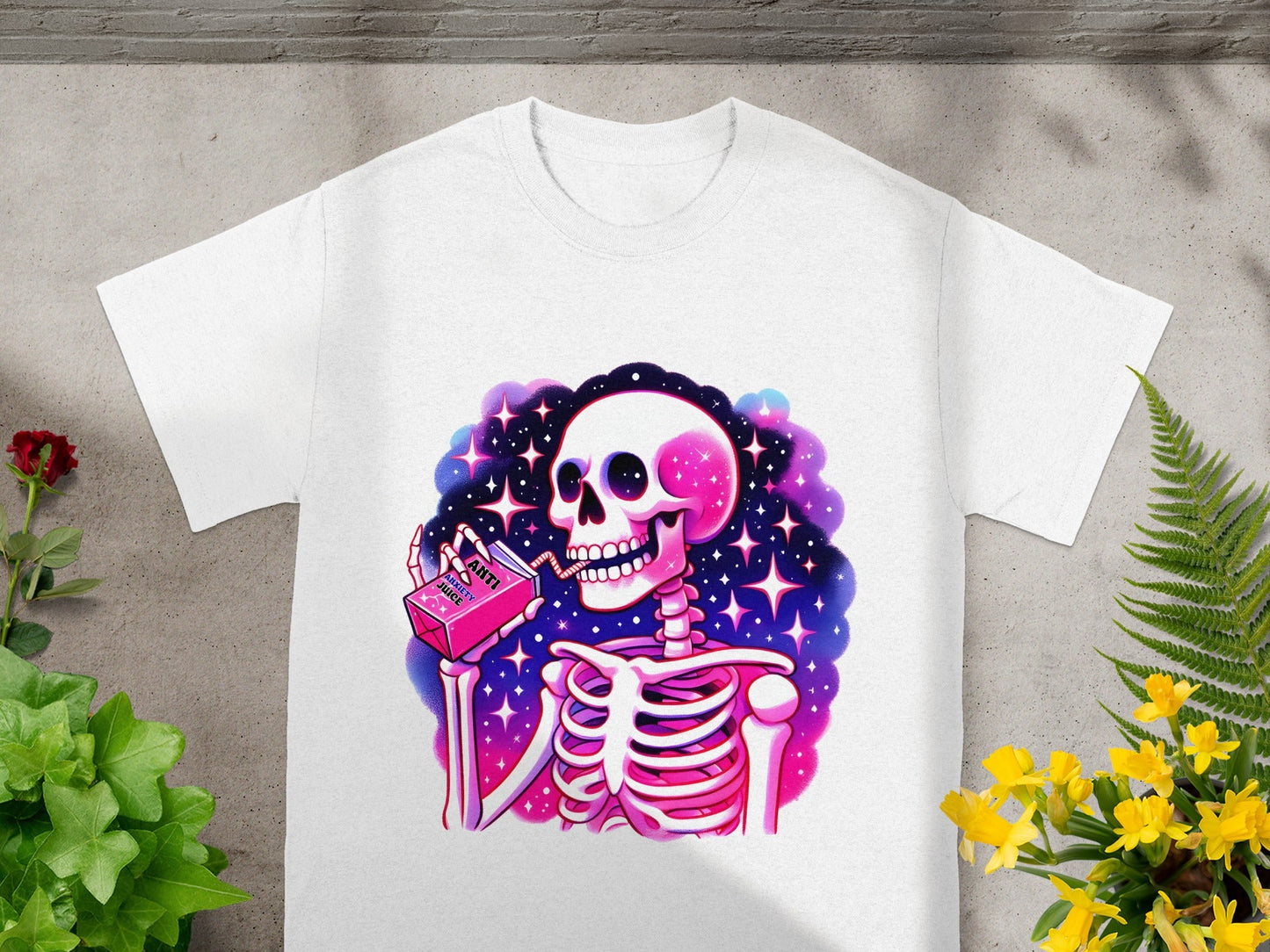 Colorful Skeleton Drinking Anti Universe Juice t-shirt