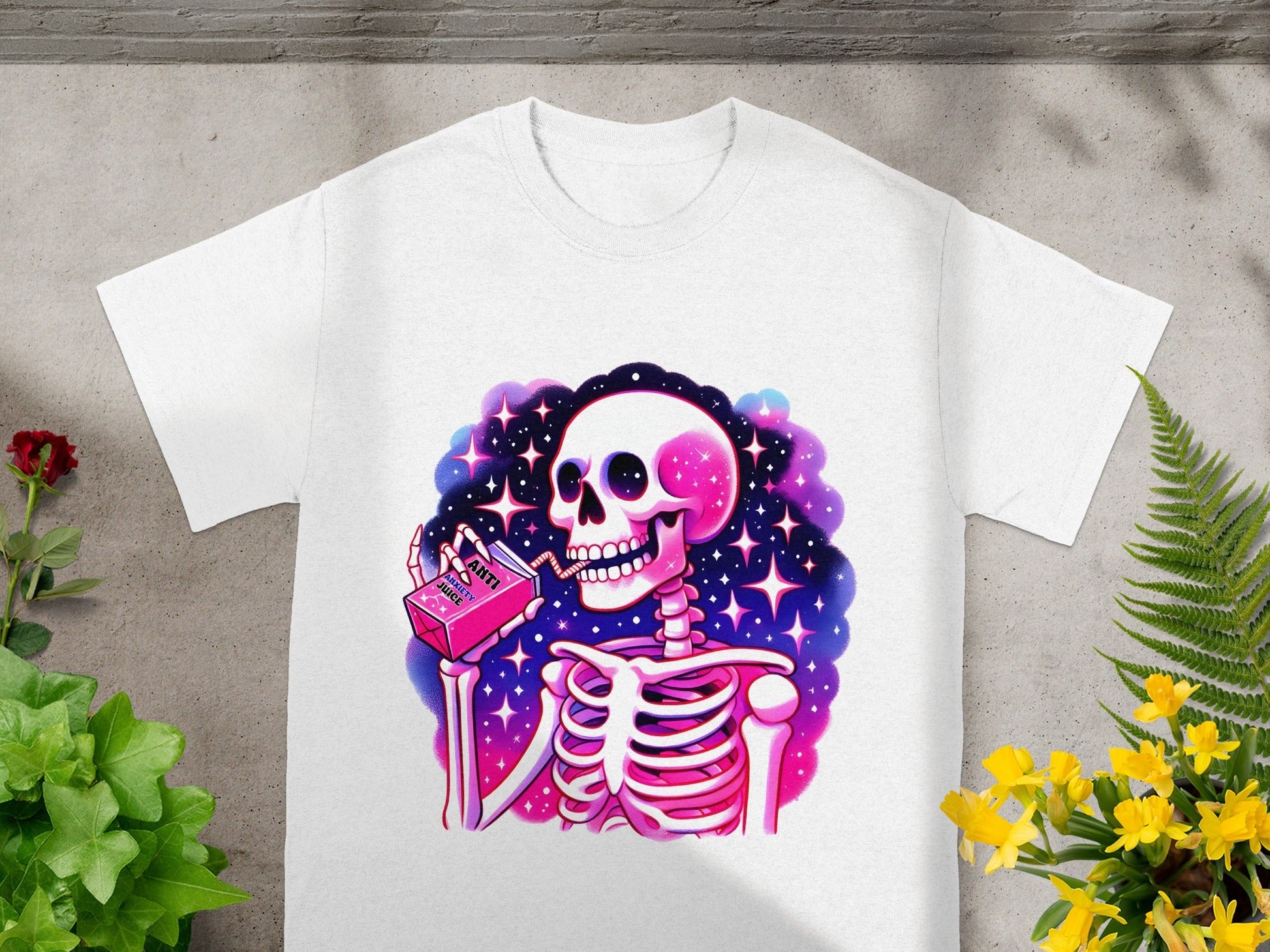 Colorful Skeleton Drinking Anti Universe Juice t-shirt