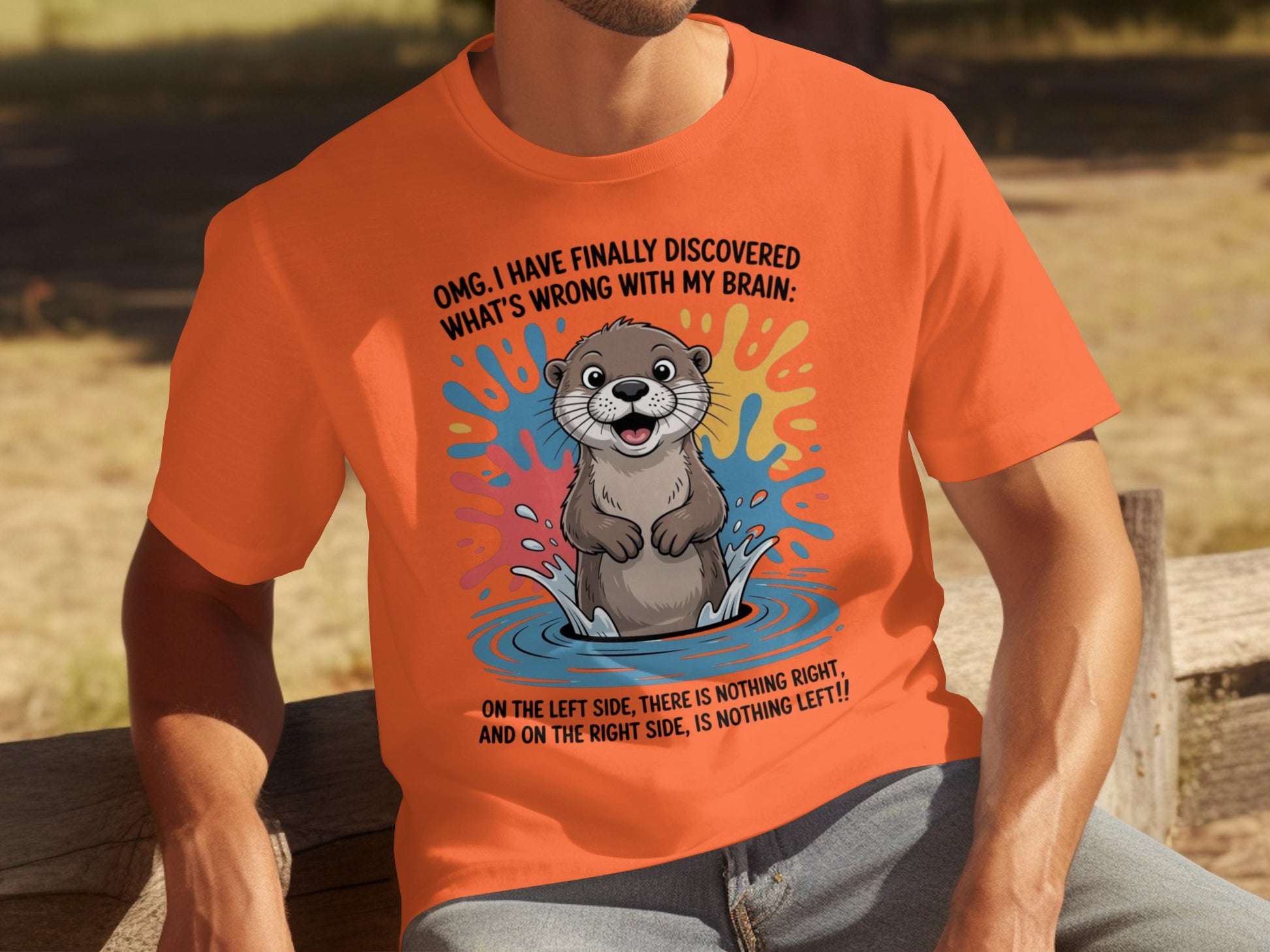 Funny Otter Illustration With Brain Quote Shirt