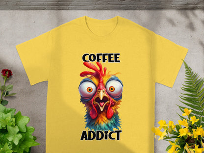 Funny Coffee Addict Chicken Graphic T-Shirt