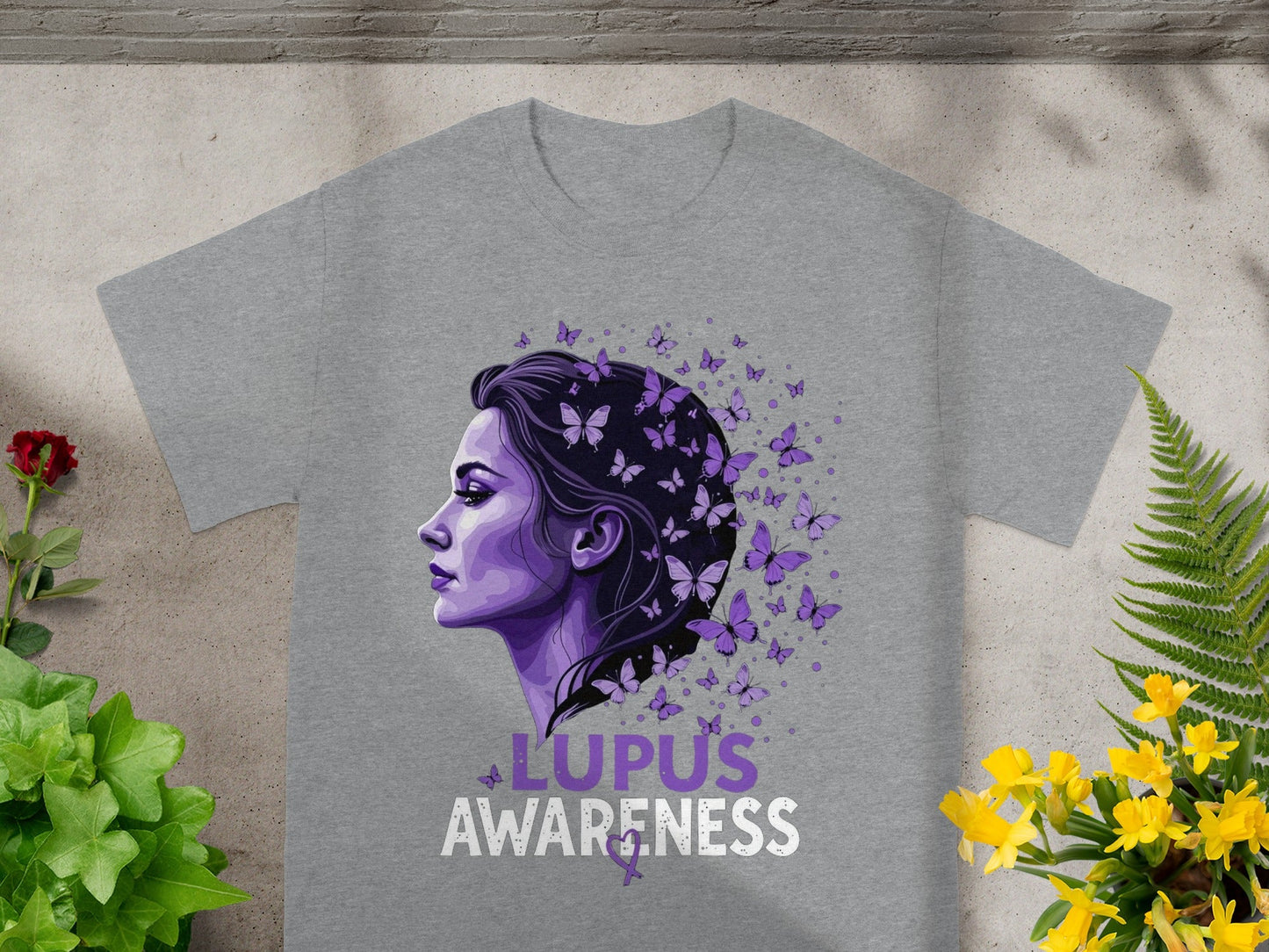 Lupus Awareness Purple Butterfly Design T-Shirt
