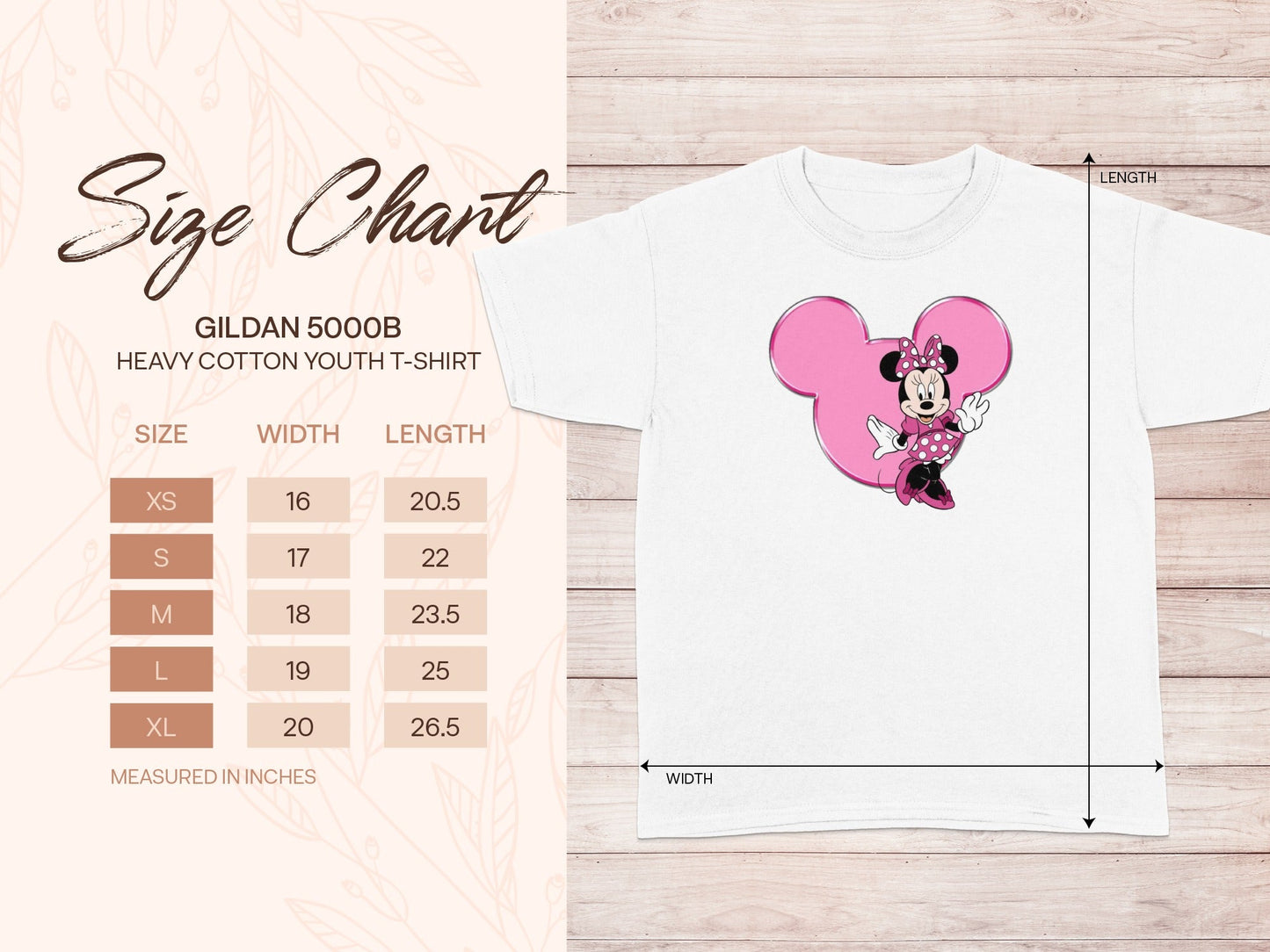 Minnie Mouse Gildan 5000B Youth T-Shirt Size Chart product type