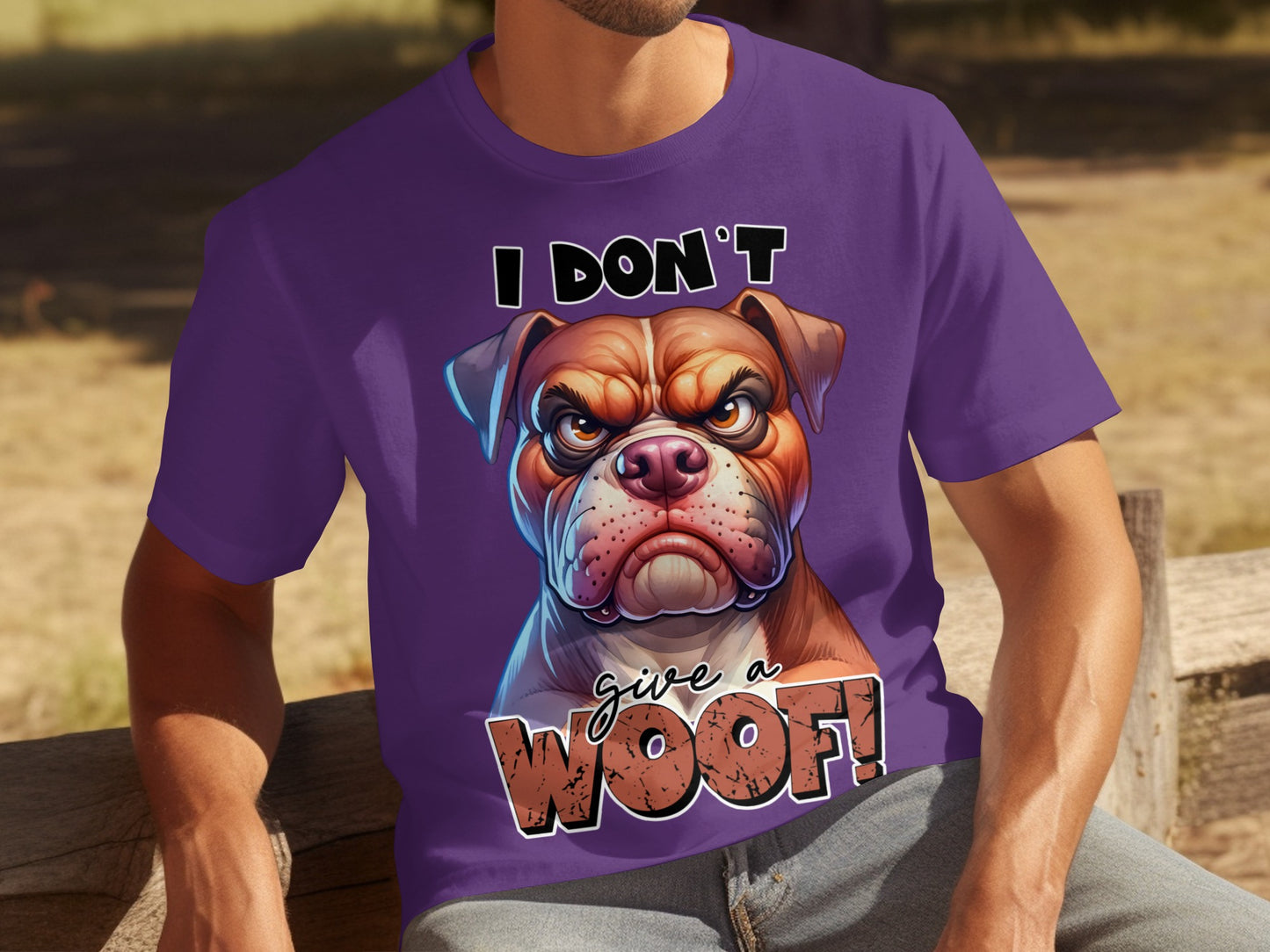 I Don't Give a Woof Angry Dog Graphic T-Shirt