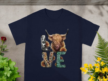 Highland Cow Love Floral Typography Shirt Product