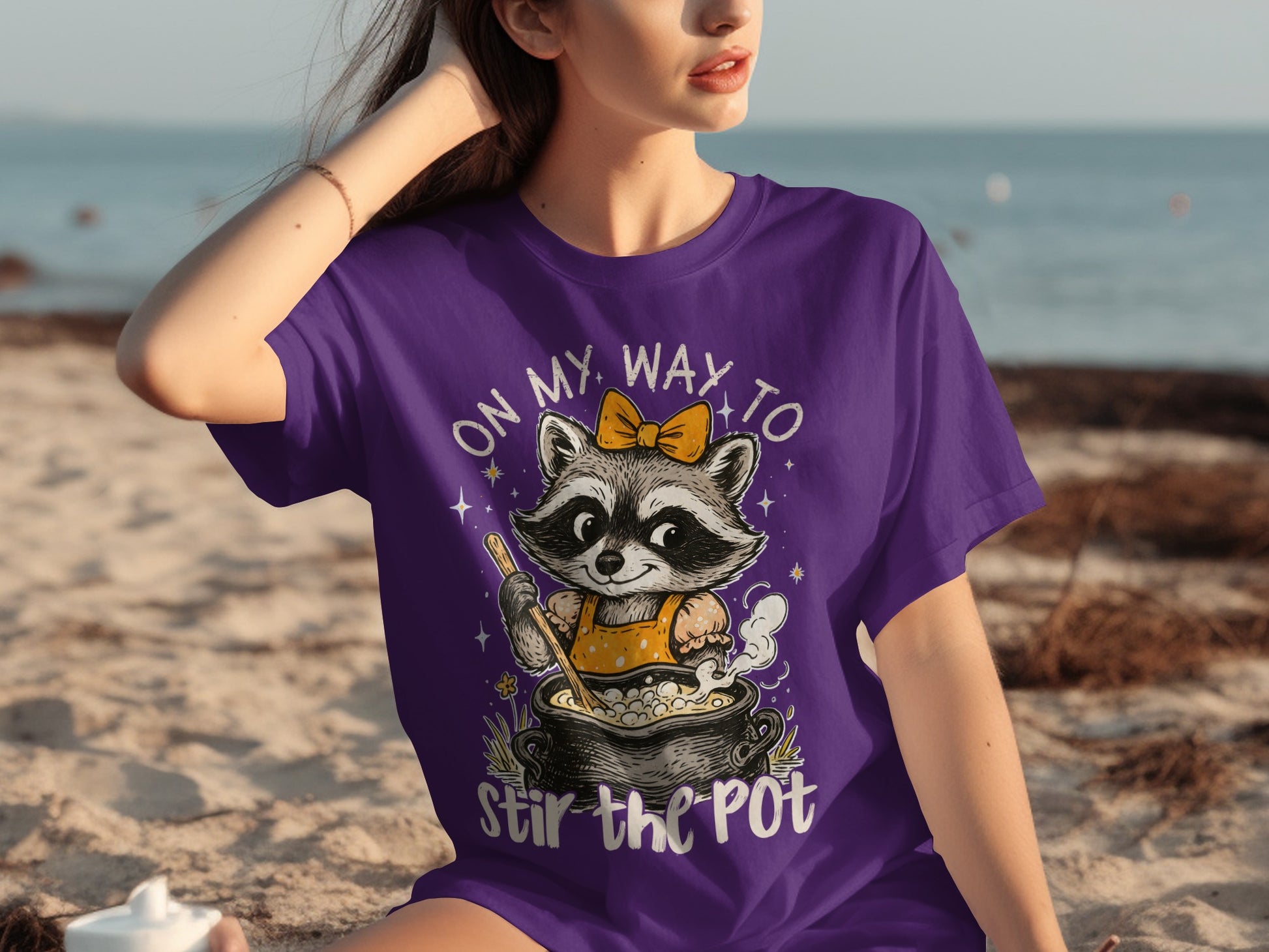 On My Way To Stir The Pot Raccoon Graphic Tee