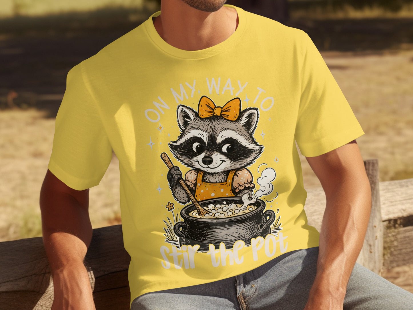 On My Way To Stir The Pot Raccoon Graphic Shirt