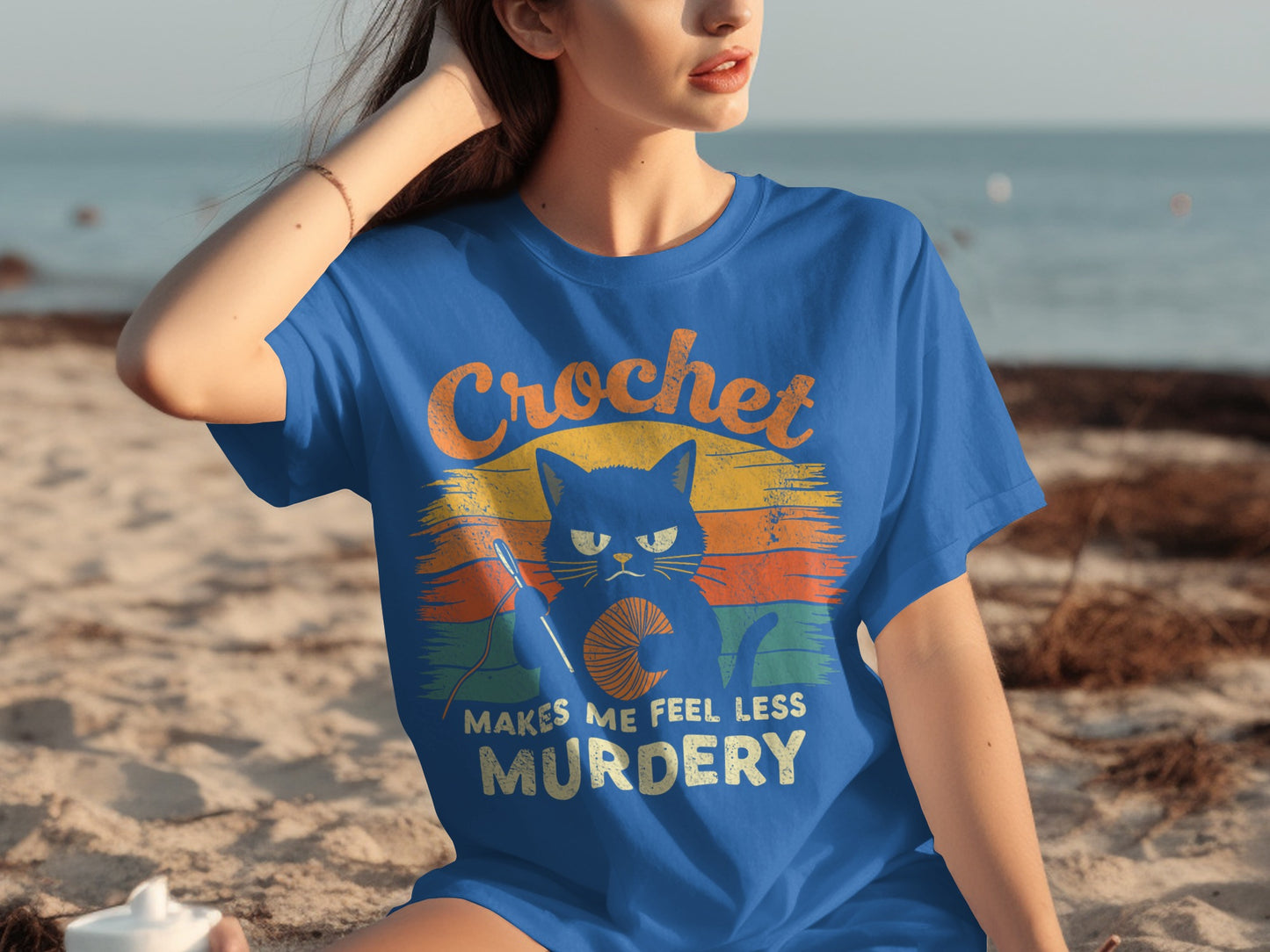 Crochet Makes Me Feel Less Murderey T-shirt