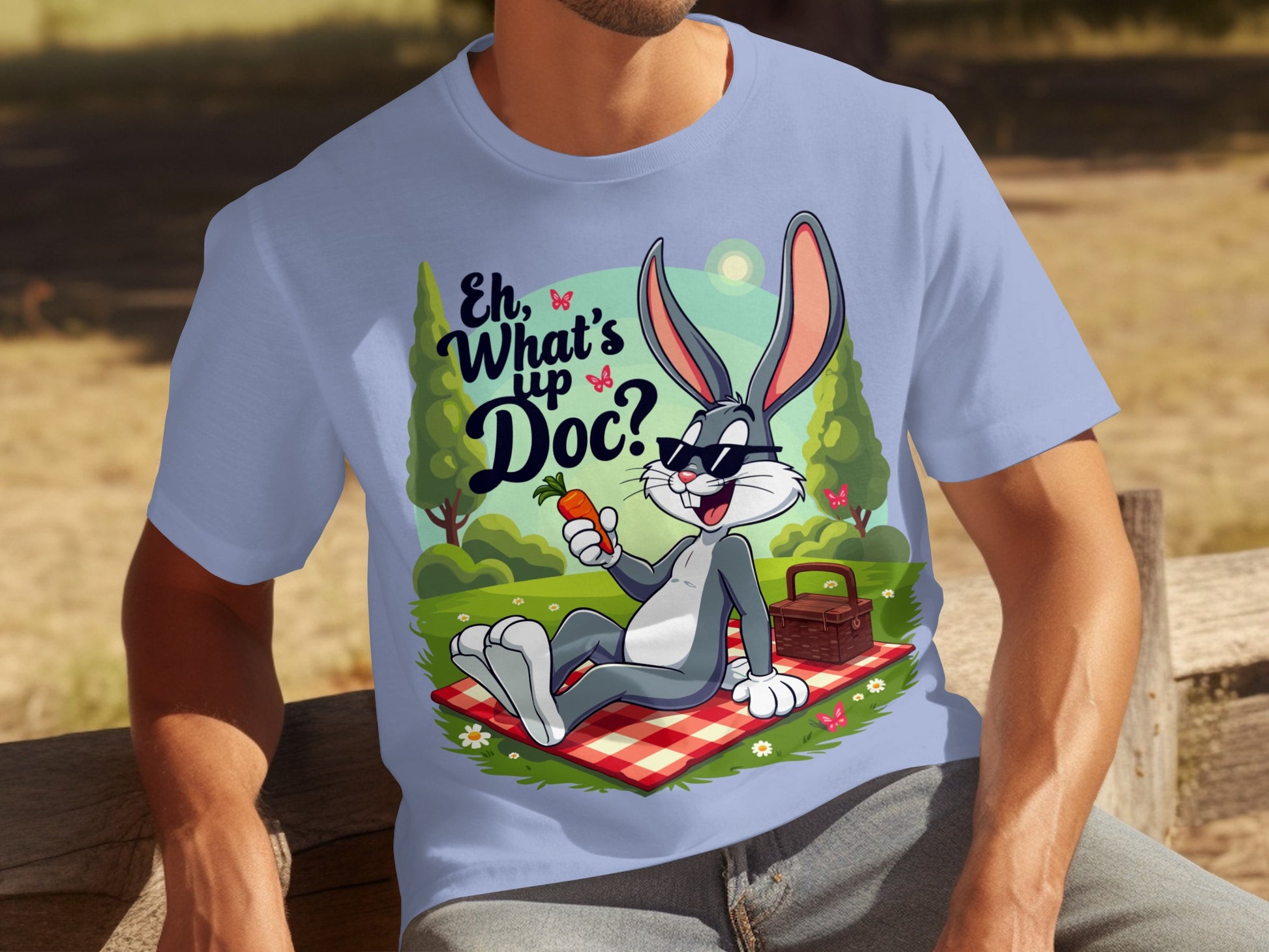 Eh What's Up Doc Cartoon Picnic Themed Shirt