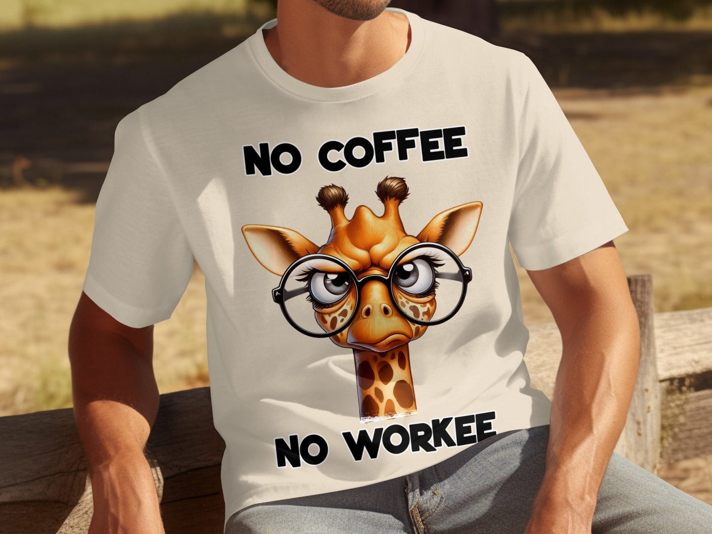 No Coffee No Workee Funny Giraffe T-Shirt Product