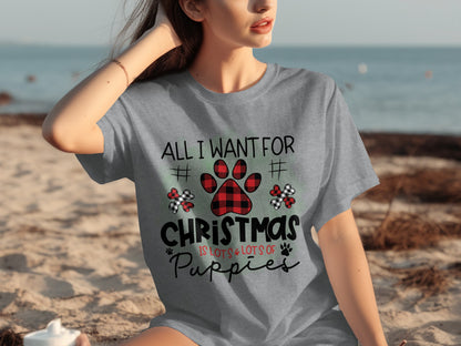 All I Want for Christmas Is Puppies T-shirt