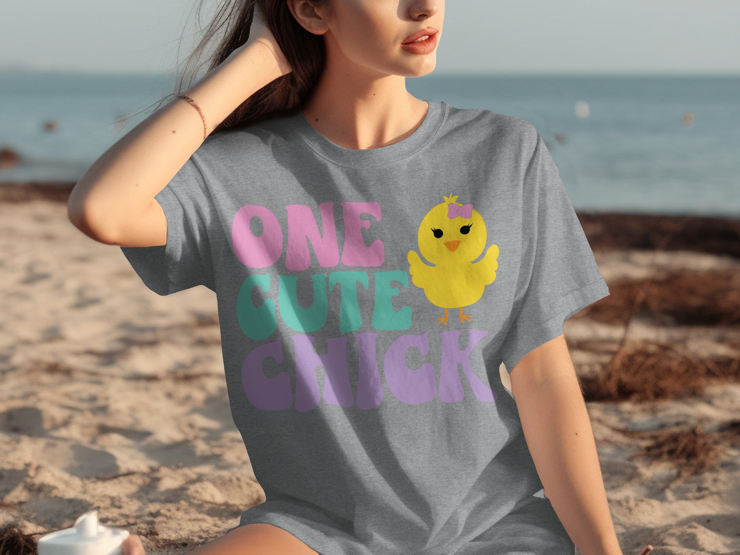 One Cute Chick Graphic Design Short Sleeve Tee