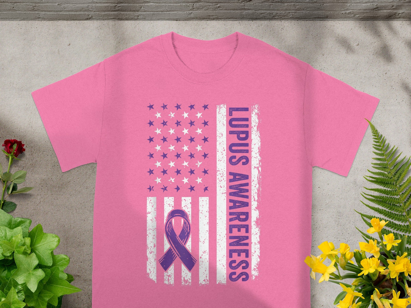 Lupus Awareness American Flag Ribbon T-Shirt